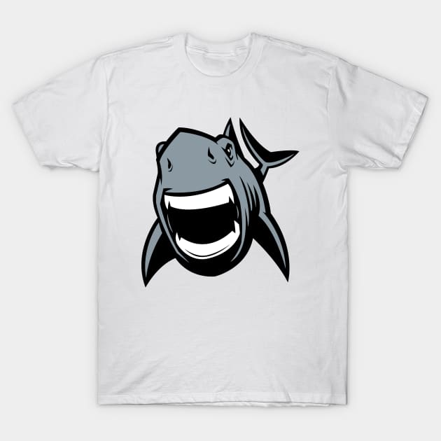 Angry Great White Shark Logo T-Shirt by AnotherOne